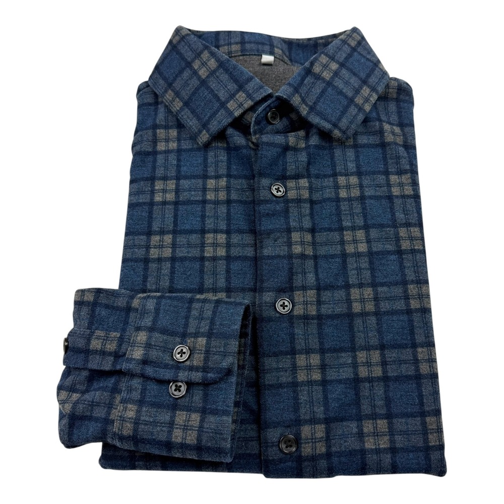 State & Liberty Mens Large Blue Plaid Performance Flannel Button Down Shirt L